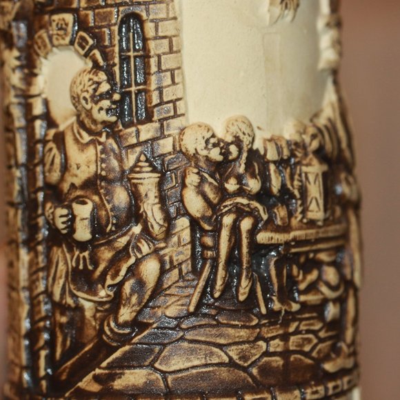 vintage German beer stein Mug porcelain ceramic Scenic Raised Detail - Picture 2 of 6